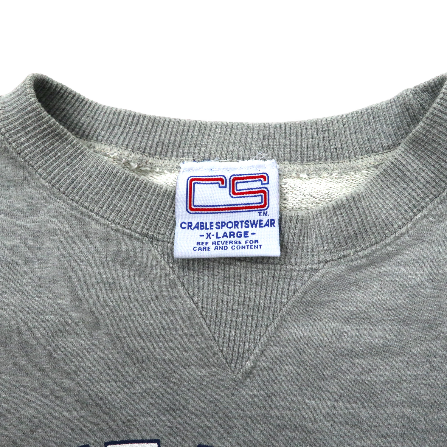 USA MADE CRABLE SPORTSWEAR Big College Print Sweatshirt XL Gray Cotton 90s