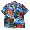 日本然リトテ-古着オンライン-ALOHA REPUBLIC アロハシャツ 開襟 M ブルー コットン ビーチ 総柄 ハワイ(USA)製-ALOHA REPUBLIC Hawaiian Shirt Open Collar M Blue Cotton Beach patterned Hawaii (USA) Made