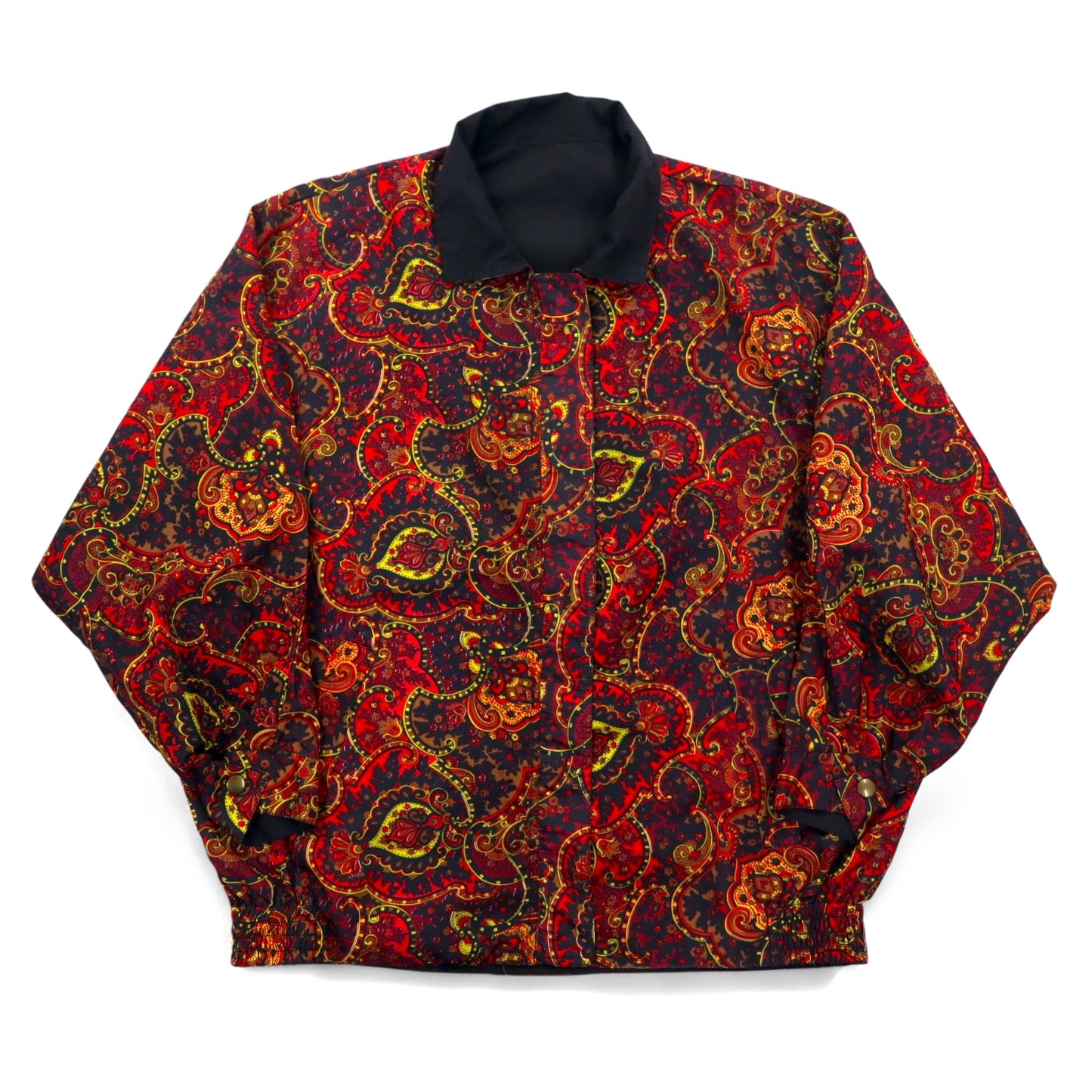 Vintage 90s Paisley Print Zip-Up Jacket Windbreaker リバーシブル 総柄 ペイズリー ブルゾン L レッド ブラック