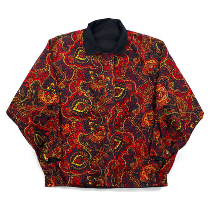 Vintage 90s Paisley Print Zip-Up Jacket Windbreaker リバーシブル 総柄 ペイズリー ブルゾン L レッド ブラック