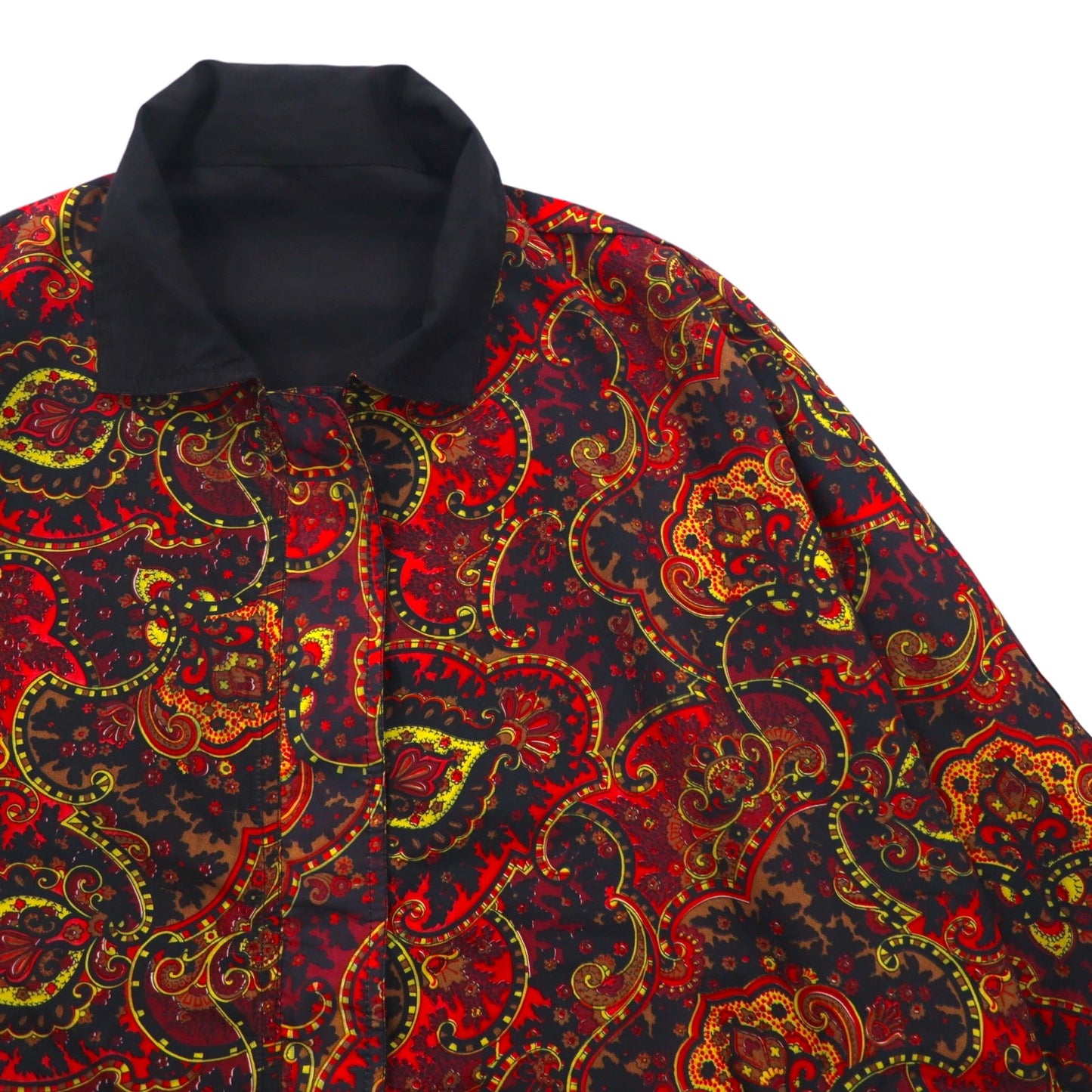 Vintage 90s Paisley Print Zip-Up Jacket Windbreaker リバーシブル 総柄 ペイズリー ブルゾン L レッド ブラック