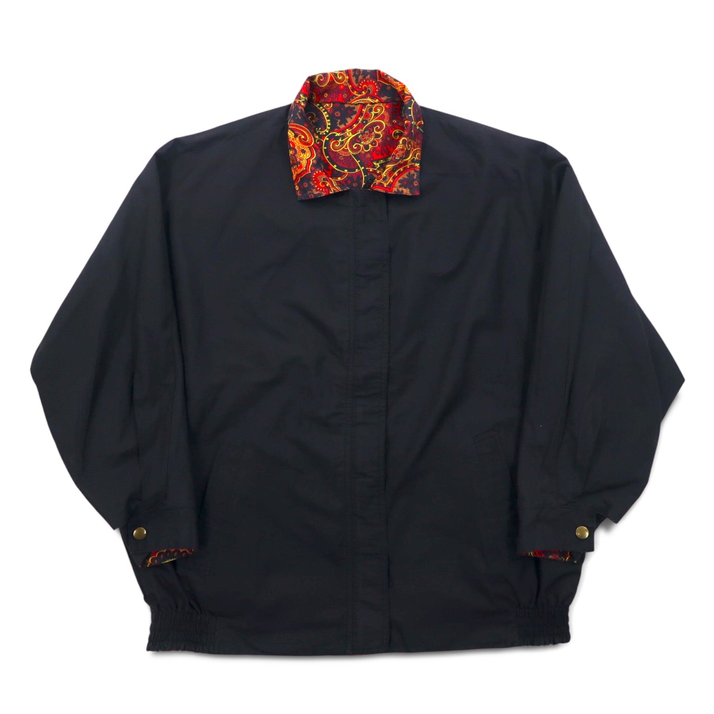 Vintage 90s Paisley Print Zip-Up Jacket Windbreaker リバーシブル 総柄 ペイズリー ブルゾン L レッド ブラック