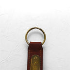 RALPH LAUREN USA made leather key ring key holder brown metal plate unused