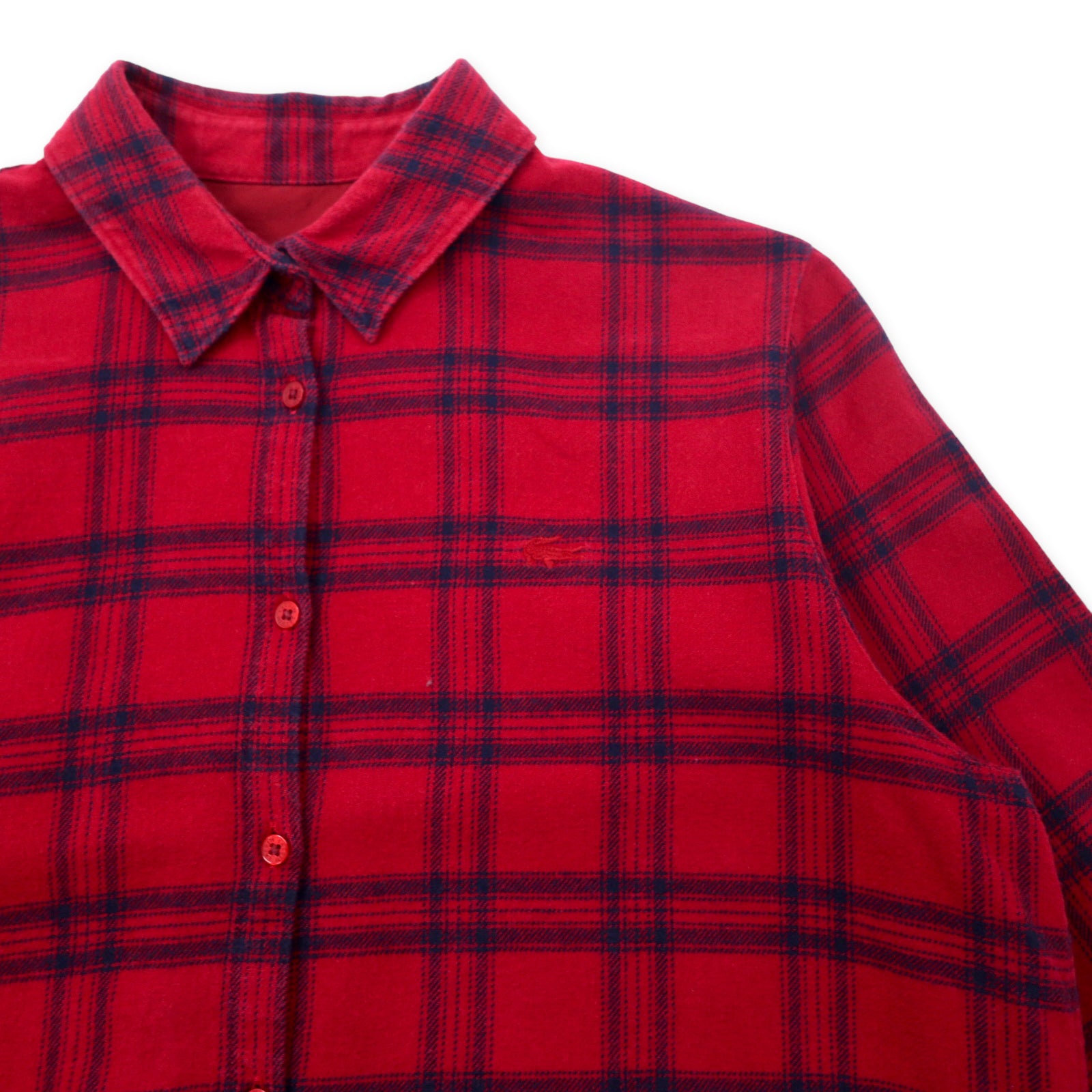 LACOSTE Shirt Dress Gown Long Sleeve Check Shirt Dress 40 Red Check Cotton EF804E