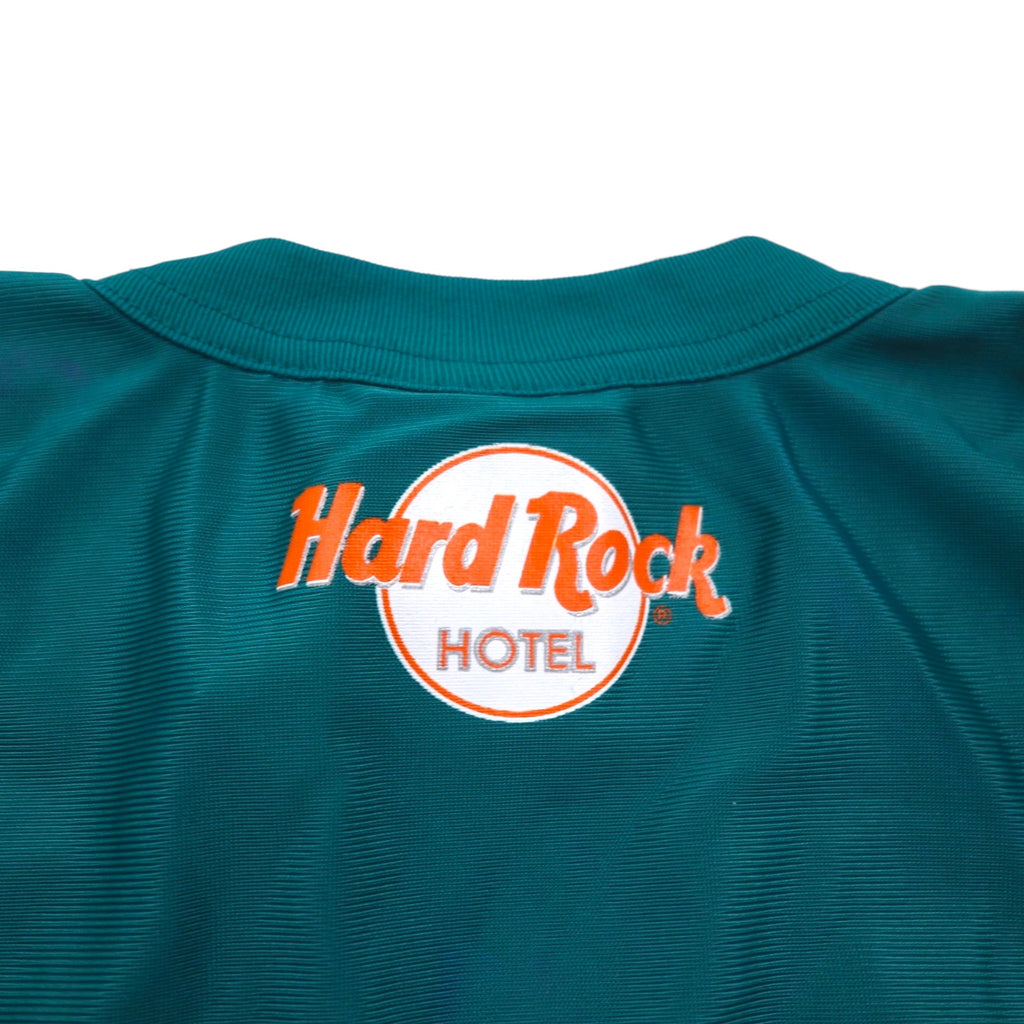 Hard Rock HOTEL 90年代 ゲームシャツ L グリーン ナイロン ロゴプリント ナンバリング デッドストック 未使用品