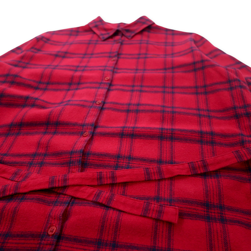 LACOSTE Shirt Dress Gown Long Sleeve Check Shirt Dress 40 Red Check Cotton EF804E