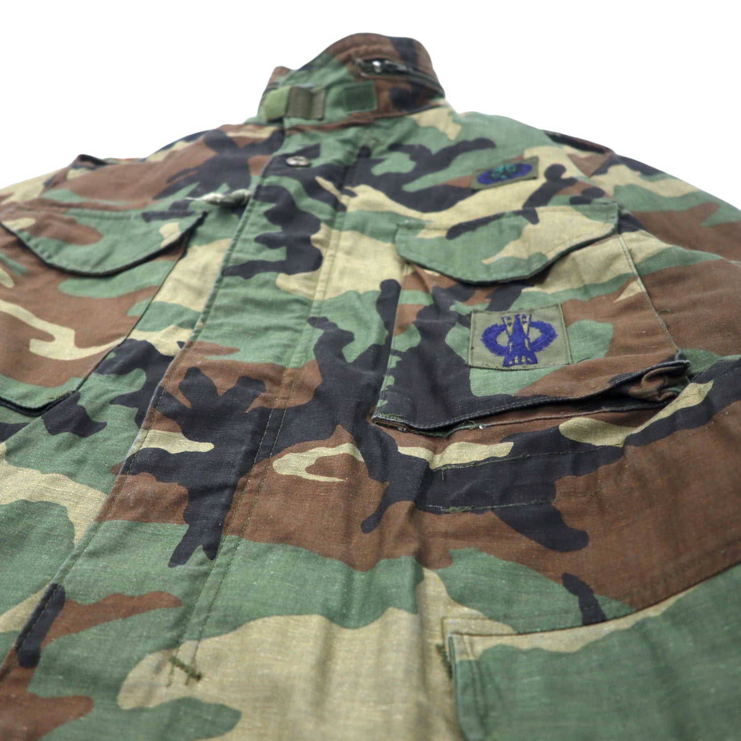 US Army 90's AIR FORCE M-65 Field Jacket M KHAKI CAMOUFLAGE Cotton 