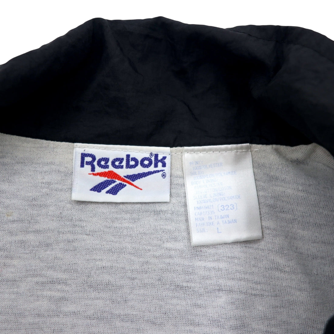 Reebok 90s Nylon Jacket Jersey L Black Polyester Vector Logo