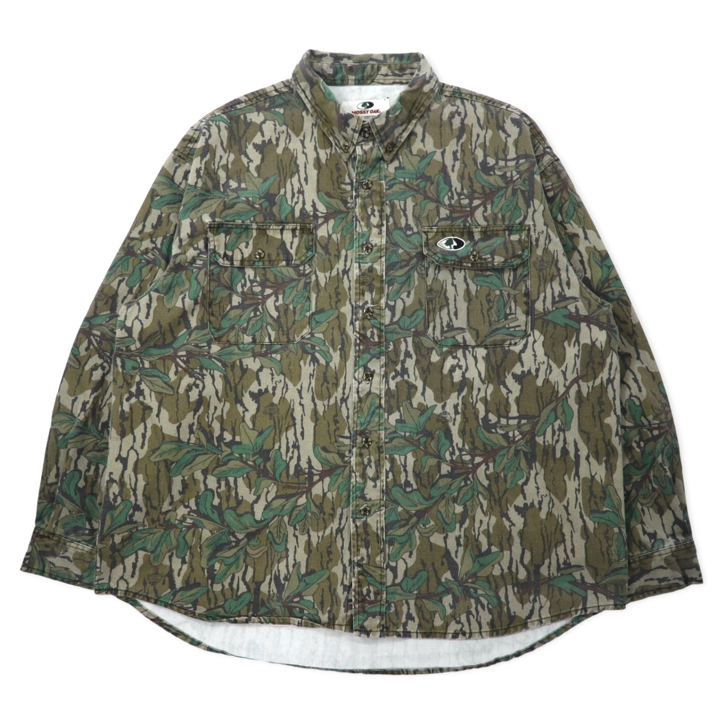 MOSSY OAK ハンティングシャツ ボタンダウンシャツ XL カーキ カモフラ コットン ビッグサイズ