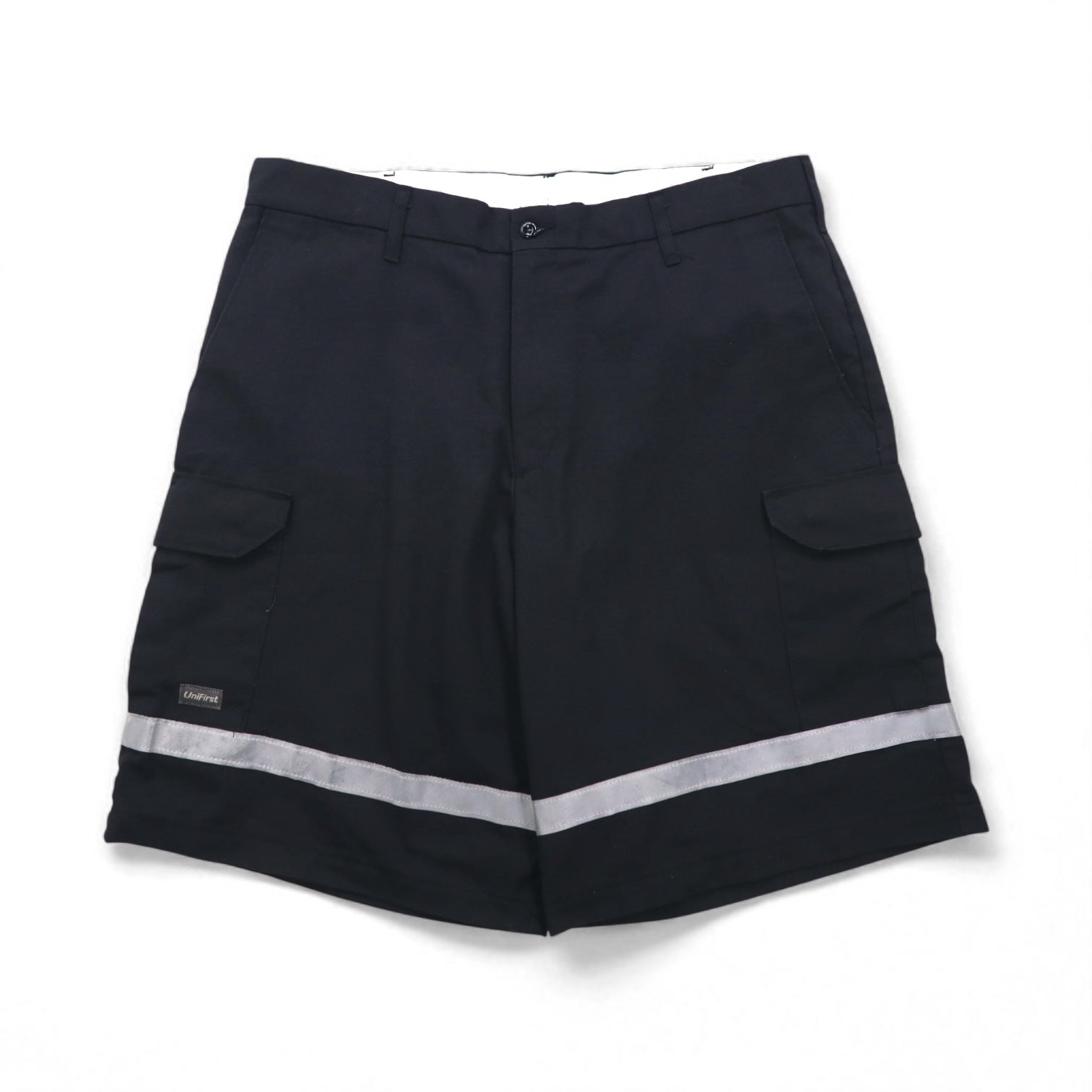 SofTwill by UniFirst Reflective Baggy Short Cargo Pants, XL, Black, Knee-Length, Made in Mexico