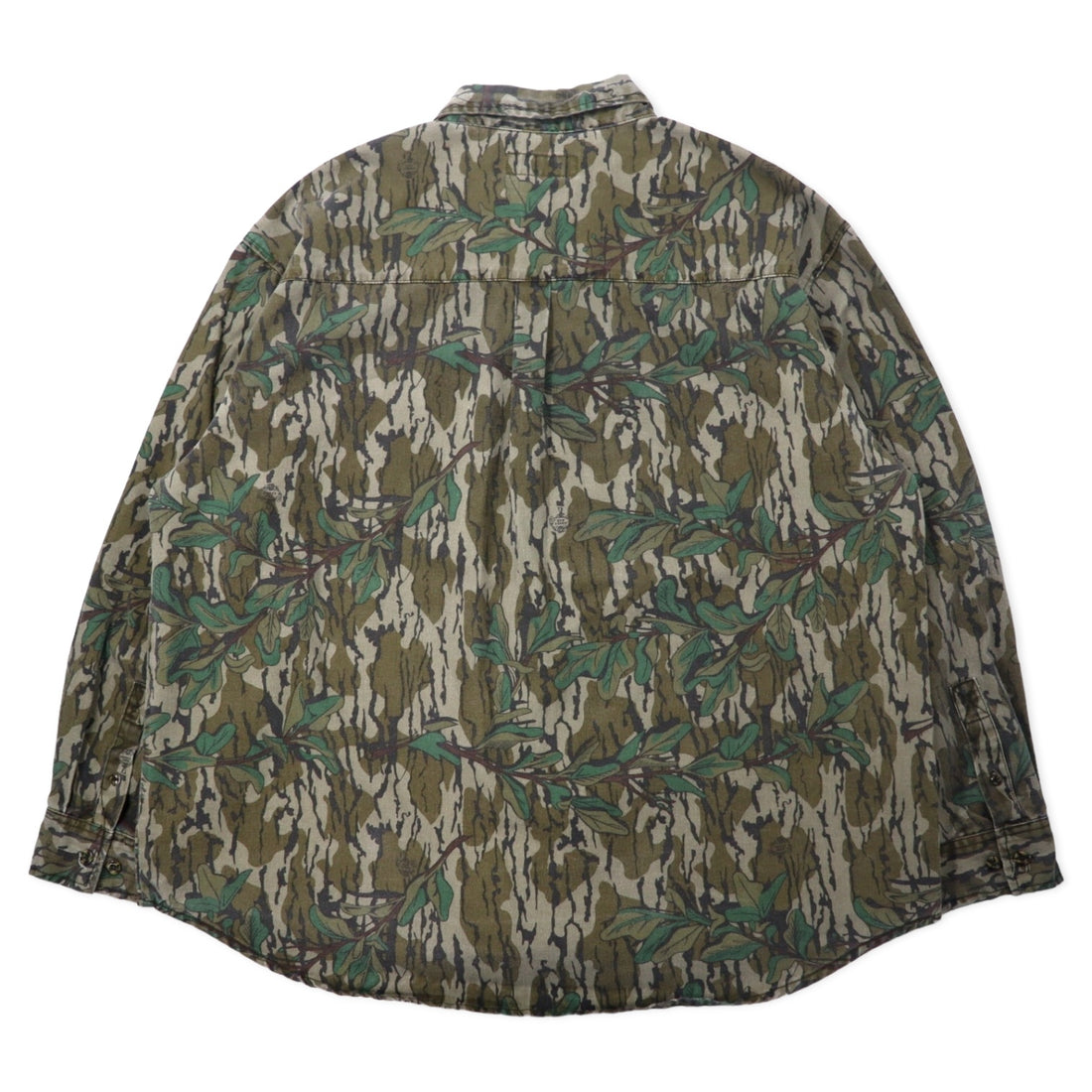 MOSSY OAK Hunting Shirt Button Down Shirt XL Khaki Camouflage Cotton Big Size