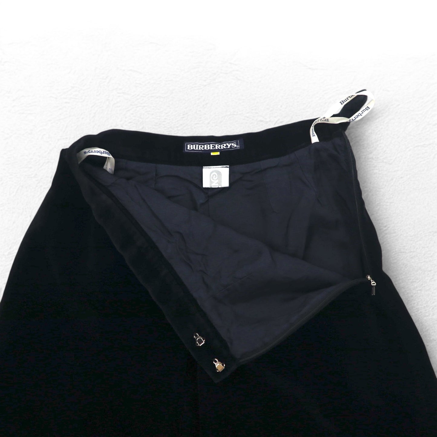 BURBERRYS オールド ベロア フレアスカート S ブラック コットン 日本製