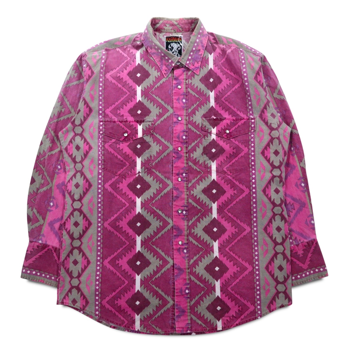 Vintage 90s Native Western Shirt KARMAN Native American Western Shirt XL Cotton All-over Print