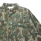 MOSSY OAK Hunting Shirt Button Down Shirt XL Khaki Camouflage Cotton Big Size