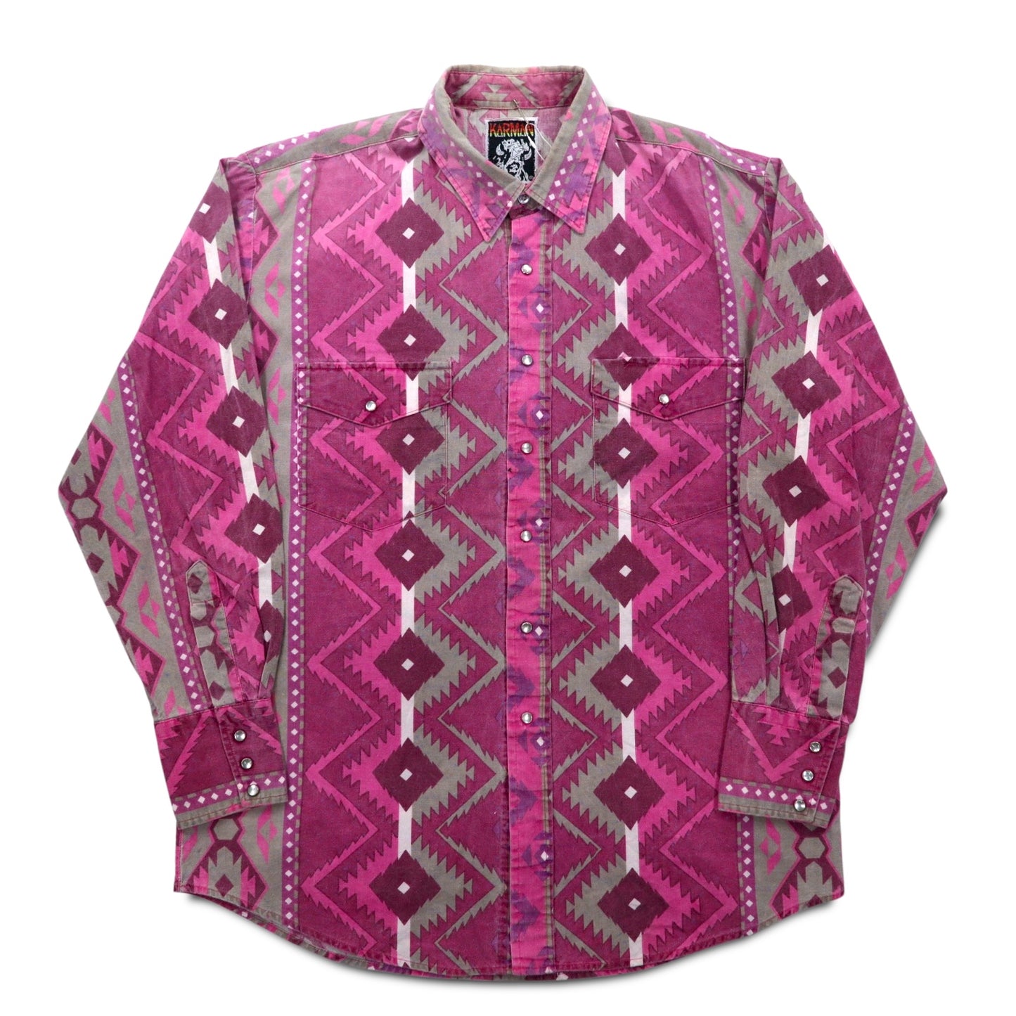 Vintage 90s Native Western Shirt KARMAN Native American Western Shirt XL Cotton All-over Print