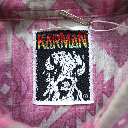 Vintage 90s Native Western Shirt KARMAN Native American Western Shirt XL Cotton All-over Print