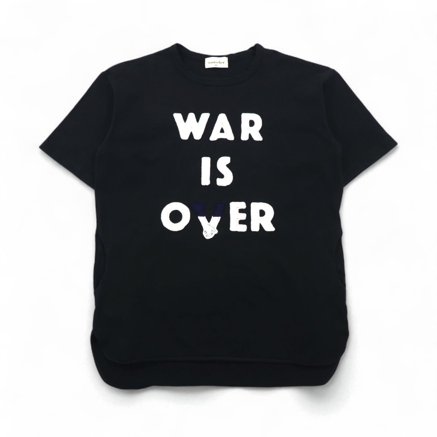 masterkey Heavy-Ounce Big T-Shirt, Free Size, Black Cotton, WAR IS OVER Felt Patch, Made in Japan