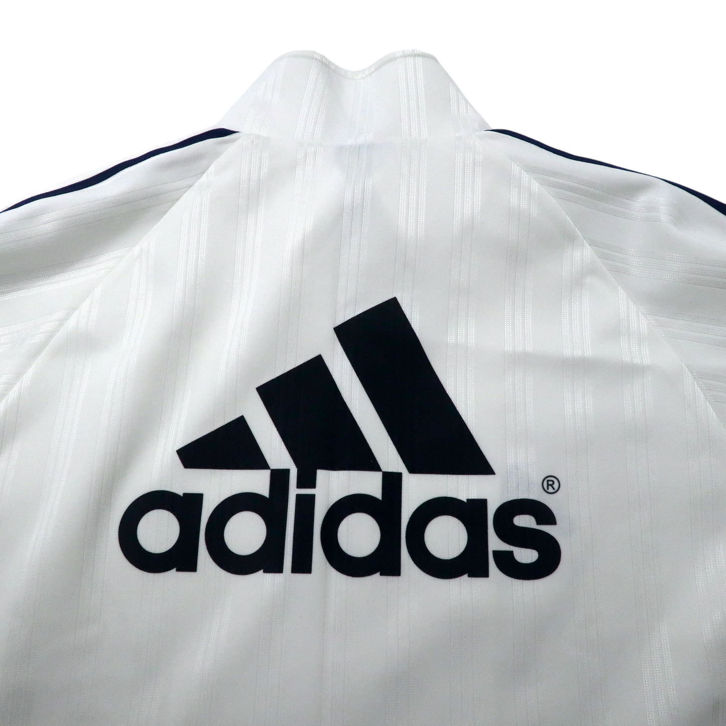 adidas トラックジャケット ジャージ 180 ホワイト ポリエステル 3ストライプス トリコロール バックロゴプリント ビッグサイズ 00年代