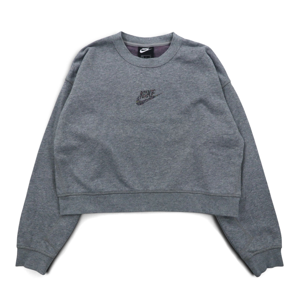 NIKE Cropped Sweatshirt S Grey French Terry Center Swoosh CU6404-063