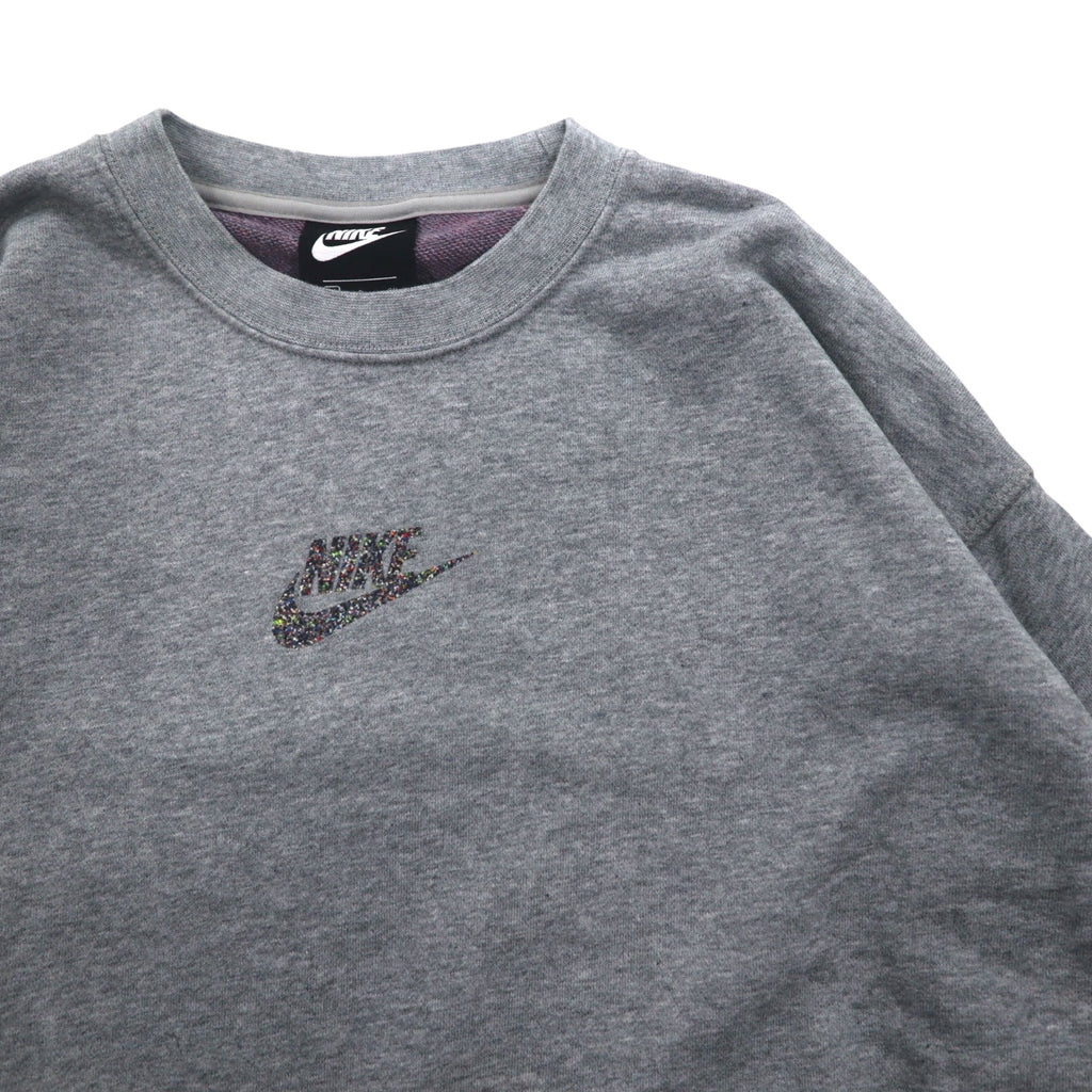 NIKE Cropped Sweatshirt S Grey French Terry Center Swoosh CU6404-063