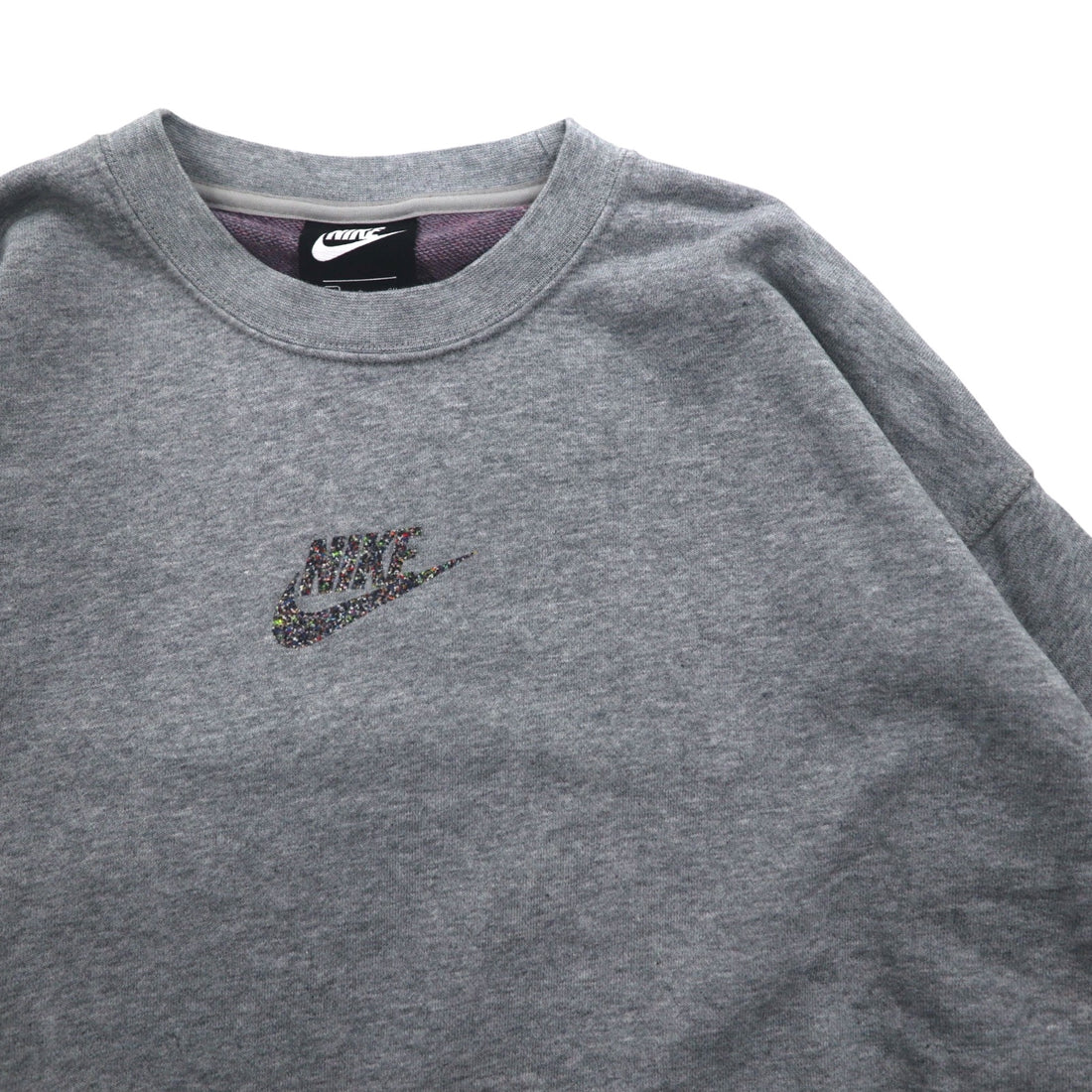 NIKE Cropped Sweatshirt S Grey French Terry Center Swoosh CU6404-063
