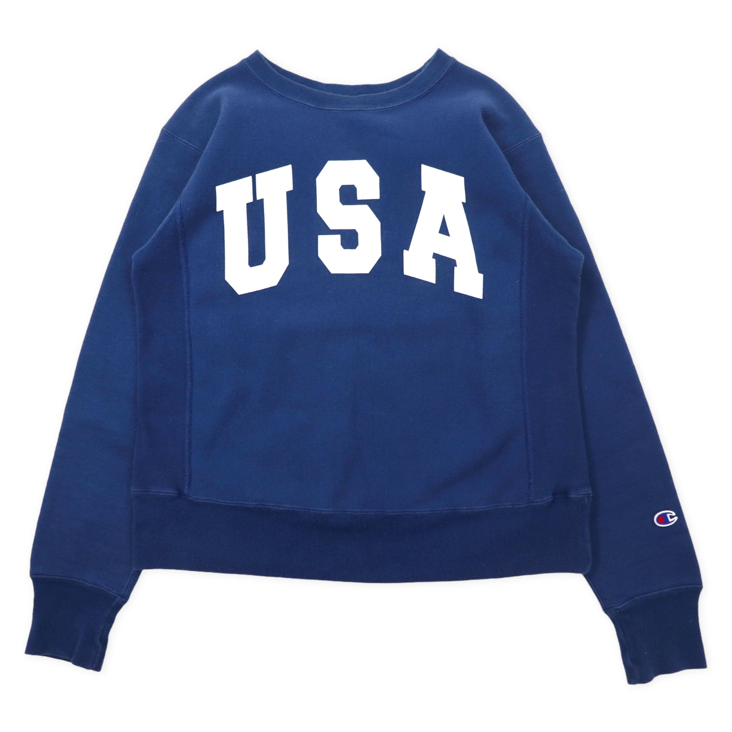 Champion USA MADE Reverse Weave Sweatshirt M Navy Cotton USA Print ...