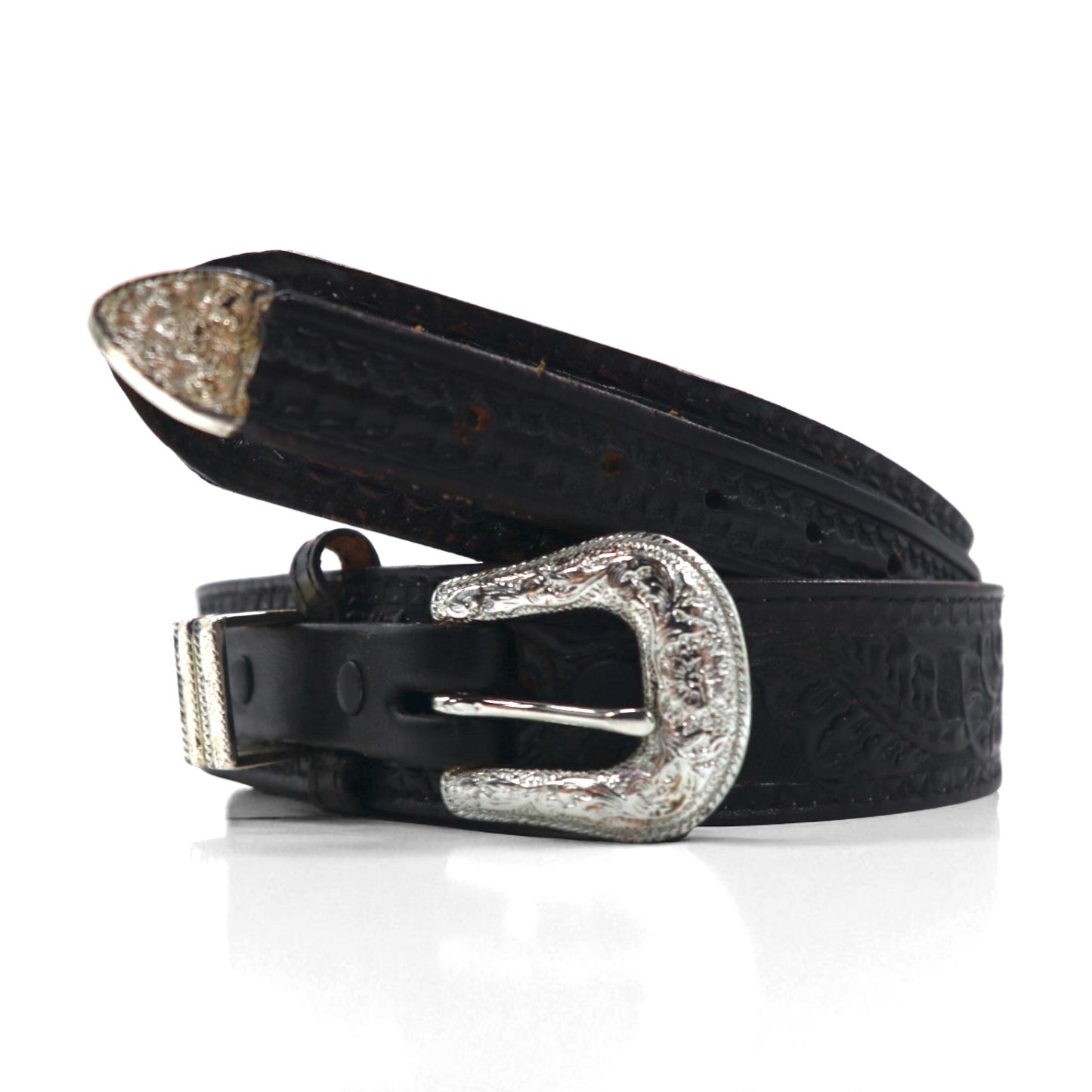 NOCONA USA製 ウエスタン レザーベルト 40 ブラック シルバー バックル