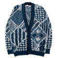 日本然リトテ-古着オンライン-AMERICAN CRUSADER 90年代 ジャガード ニット カーディガン XL ネイビー 総柄 アクリル-AMERICAN CRUSADER 90's Jacquard Knit Cardigan XL Navy Patterned Acrylic