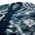 AMERICAN CRUSADER 90年代 ジャガード ニット カーディガン XL ネイビー 総柄 アクリル