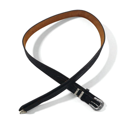 NOCONA USA製 ウエスタン レザーベルト 40 ブラック シルバー バックル