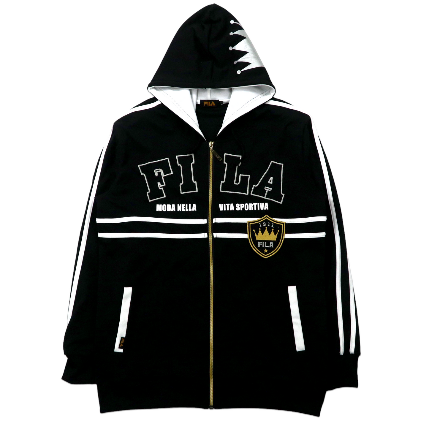 FILA フルジップ トラックパーカー ジャージ LL ブラック ポリエステル