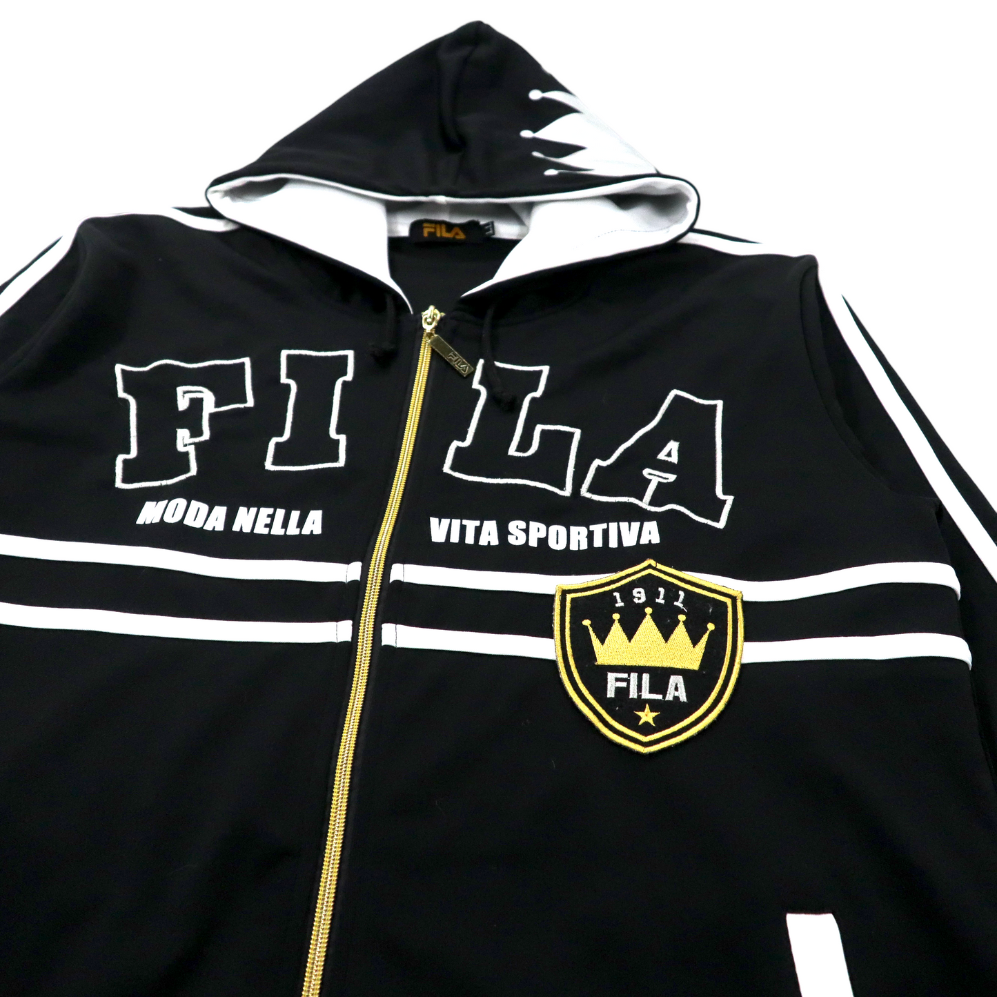 FILA フルジップ トラックパーカー ジャージ LL ブラック ポリエステル