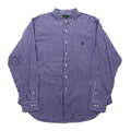 LAUREN RALPH LAUREN 90s Gingham Check Button Down Shirt XL Blue Big Size Made in Sri Lanka