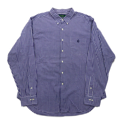 LAUREN RALPH LAUREN 90s Gingham Check Button Down Shirt XL Blue Big Size Made in Sri Lanka
