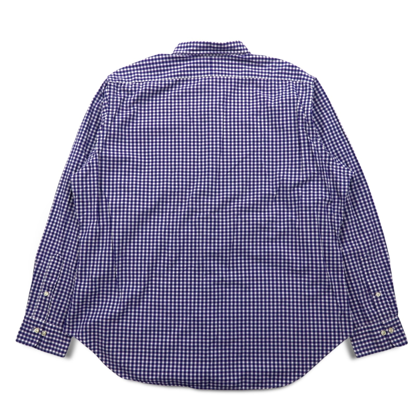 LAUREN RALPH LAUREN 90s Gingham Check Button Down Shirt XL Blue Big Size Made in Sri Lanka