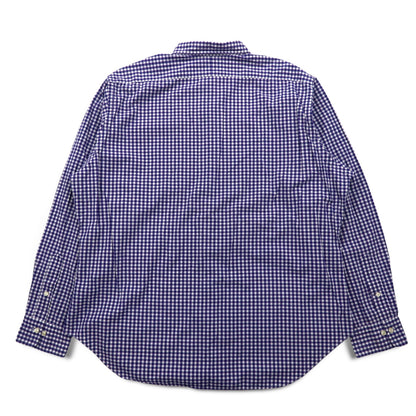 LAUREN RALPH LAUREN 90s Gingham Check Button Down Shirt XL Blue Big Size Made in Sri Lanka