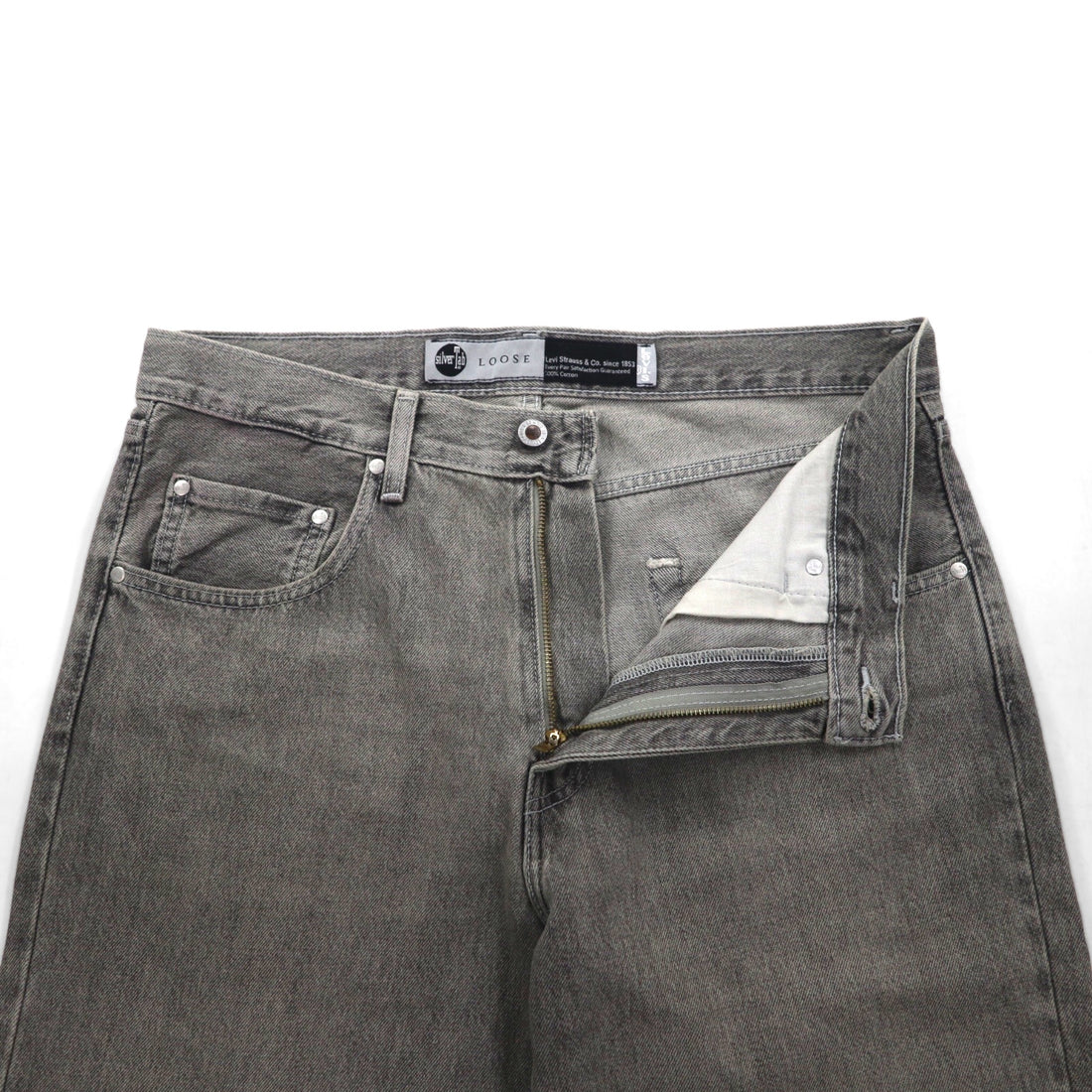 Levi's Silver Tab Loose Wide Leg Denim Pants, Size L, Gray, Zipper Fly, A3421-0006