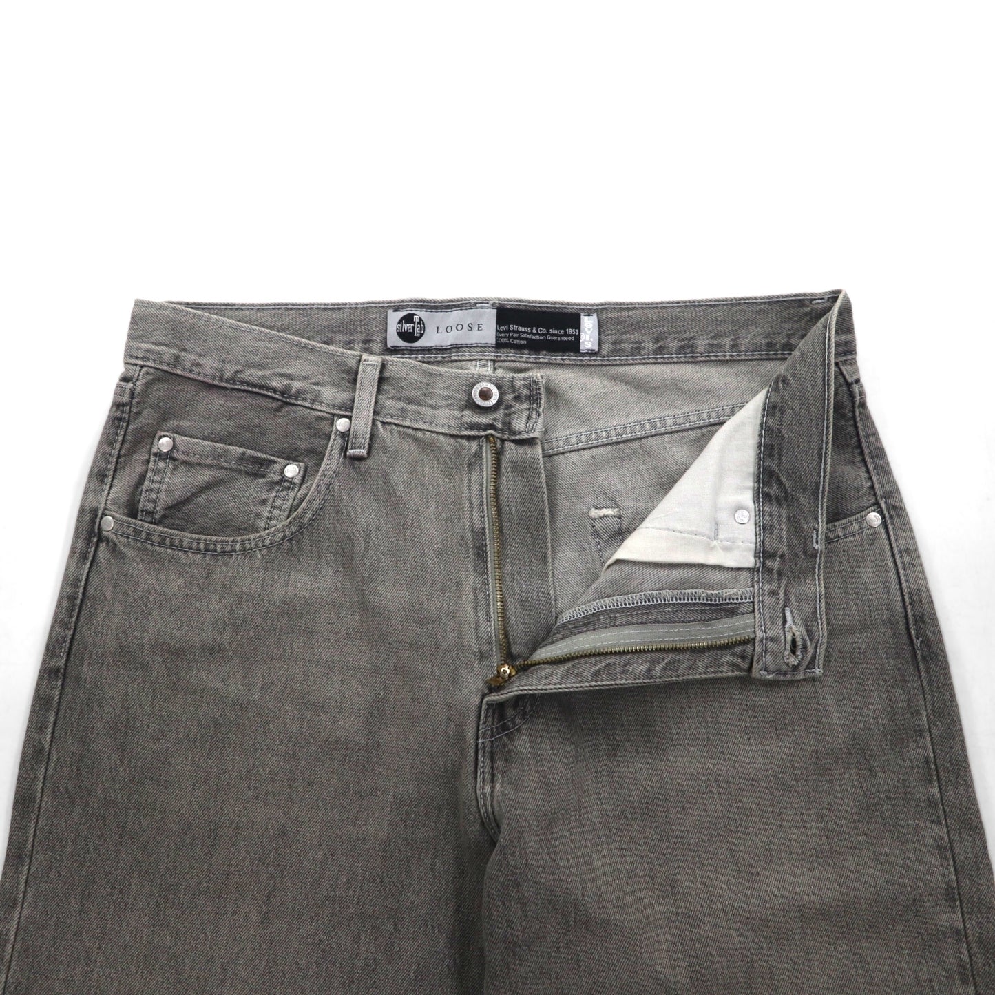 Levi's シルバータブ SILVERTAB ルーズ LOOSE ワイド デニムパンツ L グレー ジッパーフライ A3421-0006