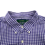 LAUREN RALPH LAUREN 90s Gingham Check Button Down Shirt XL Blue Big Size Made in Sri Lanka