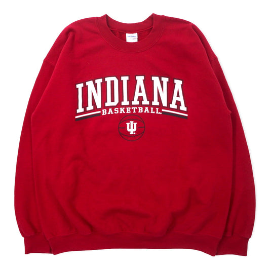 GILDAN カレッジ プリント スウェット L レッド コットン 裏起毛 INDIANA BASKETBALL