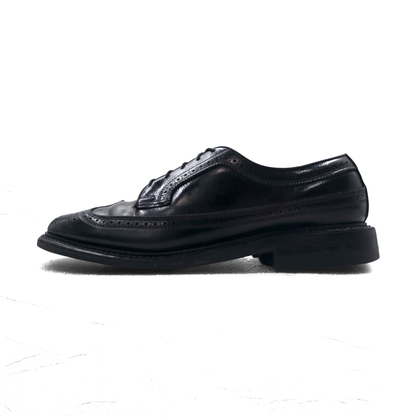 Vintage Wingtip Dress Shoes ウィングチップ ドレスシューズ 26.5cm ブラック レザー フルブローグ メダリオン 57947