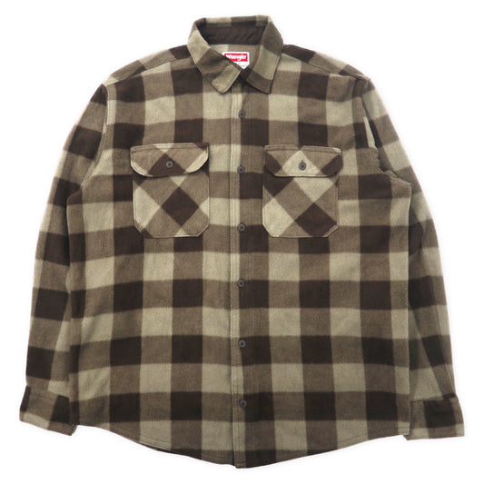 日本然リトテ-古着オンライン-Wrangler 90年代 フリースシャツ M ブラウン チェック ポリエステル-WRANGLER 90's FLEECE Shirt M Brown CHECKED Polyester