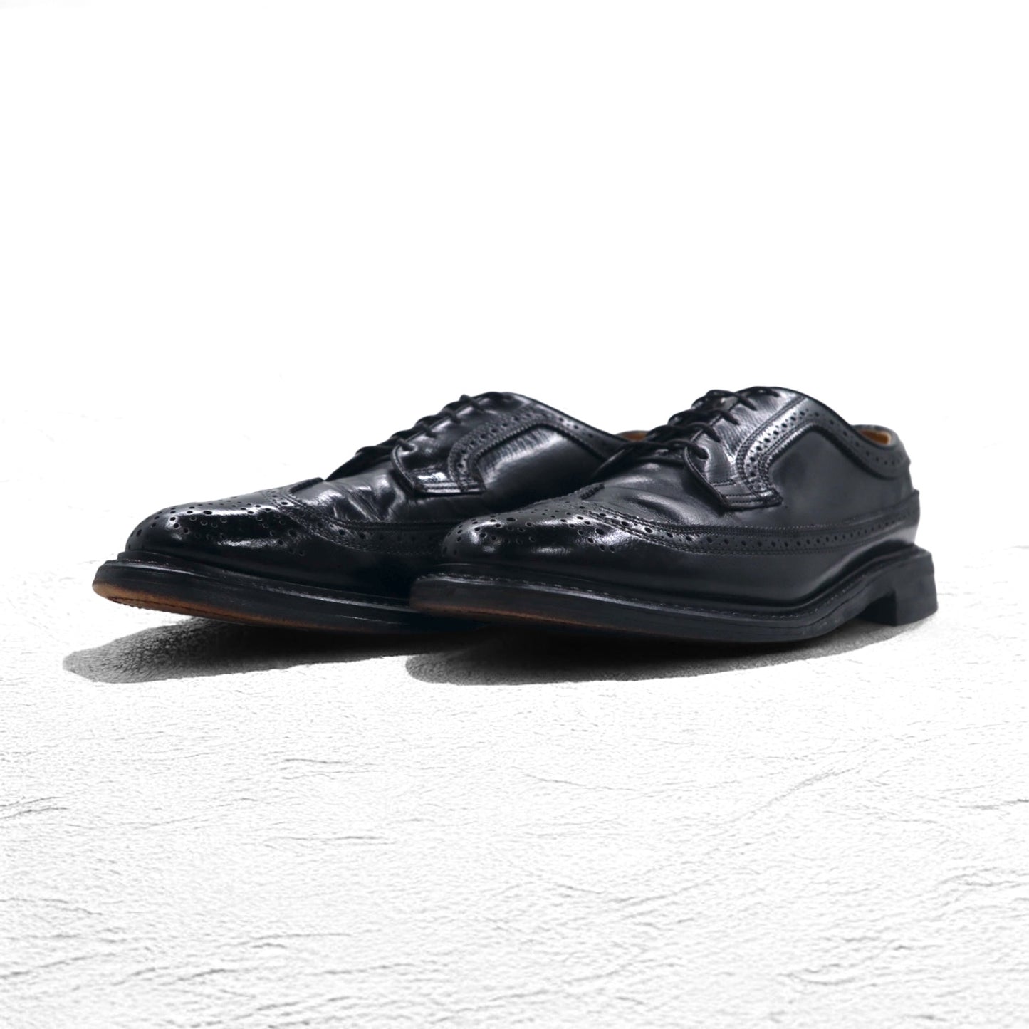 Vintage Wingtip Dress Shoes ウィングチップ ドレスシューズ 26.5cm ブラック レザー フルブローグ メダリオン 57947