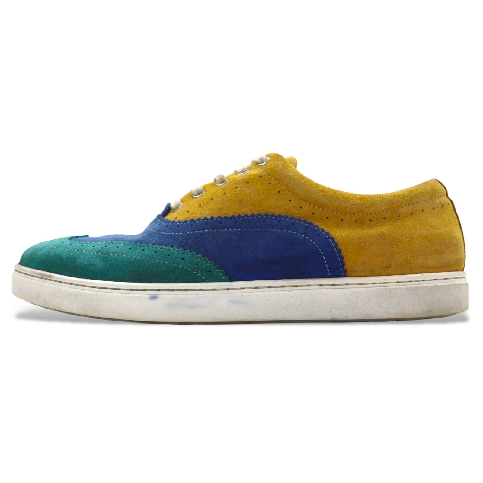 COMME des GARCONS SHIRT Crazy Pattern Wingtip Leather Sneakers 26.5cm Yellow Suede