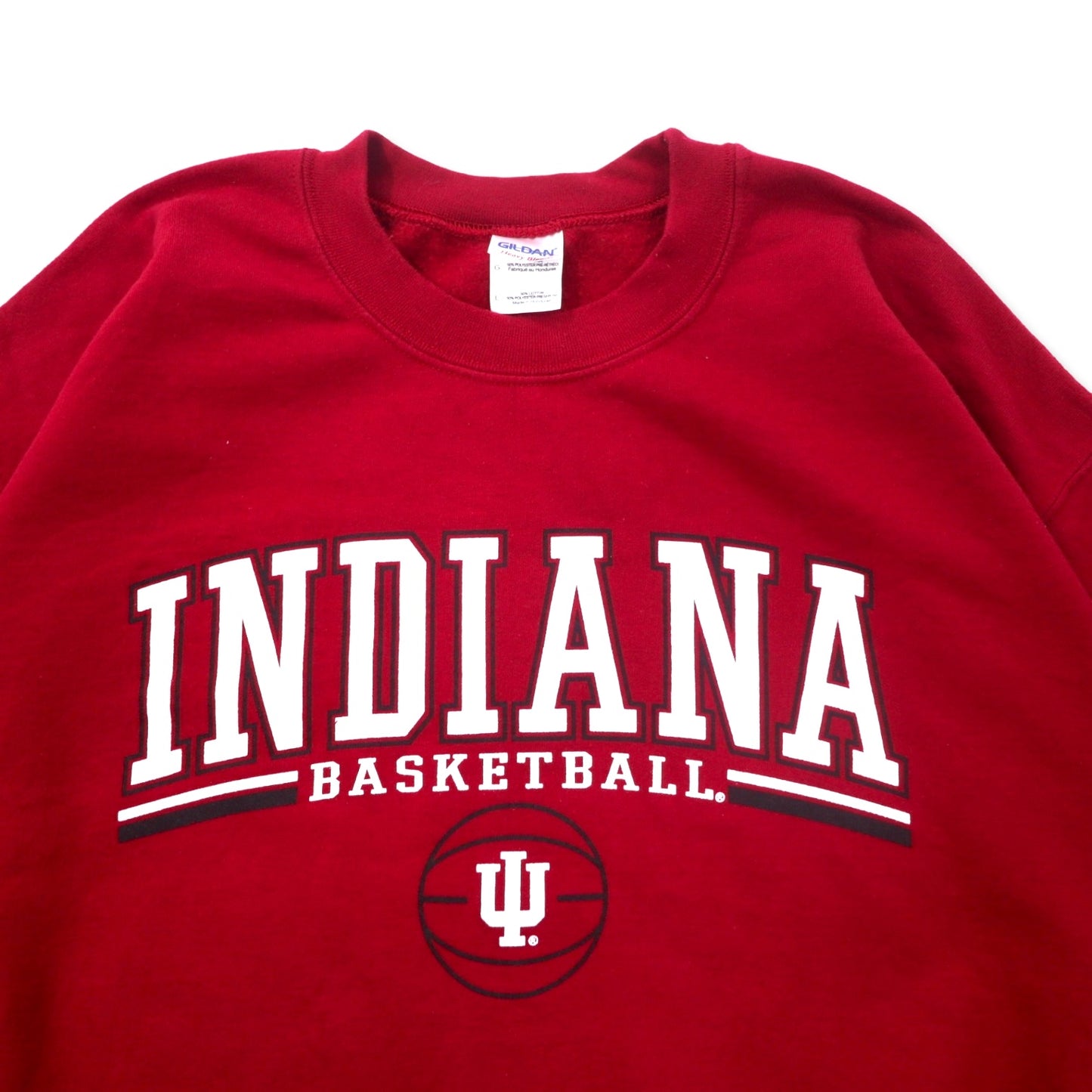 GILDAN カレッジ プリント スウェット L レッド コットン 裏起毛 INDIANA BASKETBALL