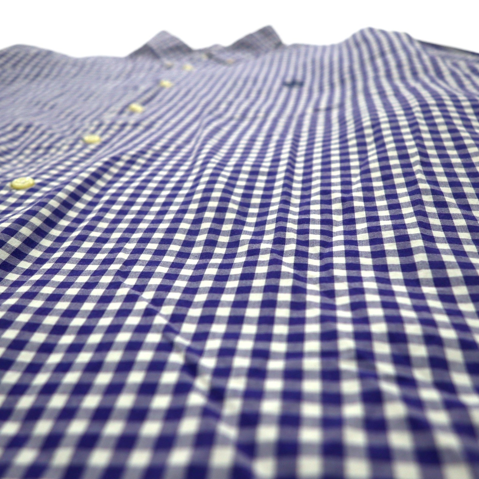 LAUREN RALPH LAUREN 90s Gingham Check Button Down Shirt XL Blue Big Size Made in Sri Lanka