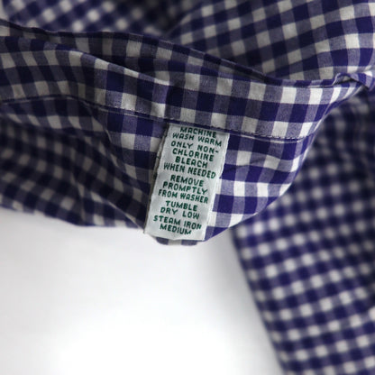 LAUREN RALPH LAUREN 90s Gingham Check Button Down Shirt XL Blue Big Size Made in Sri Lanka