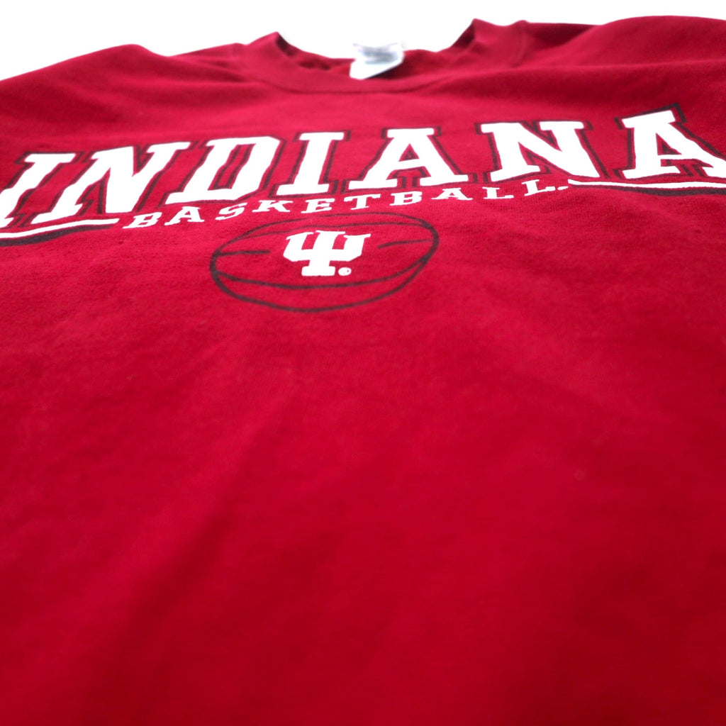 GILDAN College Print Sweatshirt L Red Cotton Fleece Lining INDIANA BASKETBALL