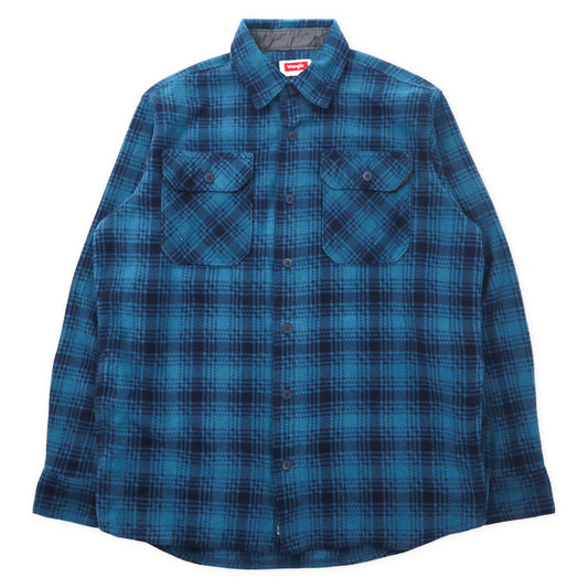 日本然リトテ-古着オンライン-Wrangler 90年代 フリースシャツ M ブルー チェック ポリエステル-WRANGLER 90's FLEECE Shirt M Blue CHECKED polyester