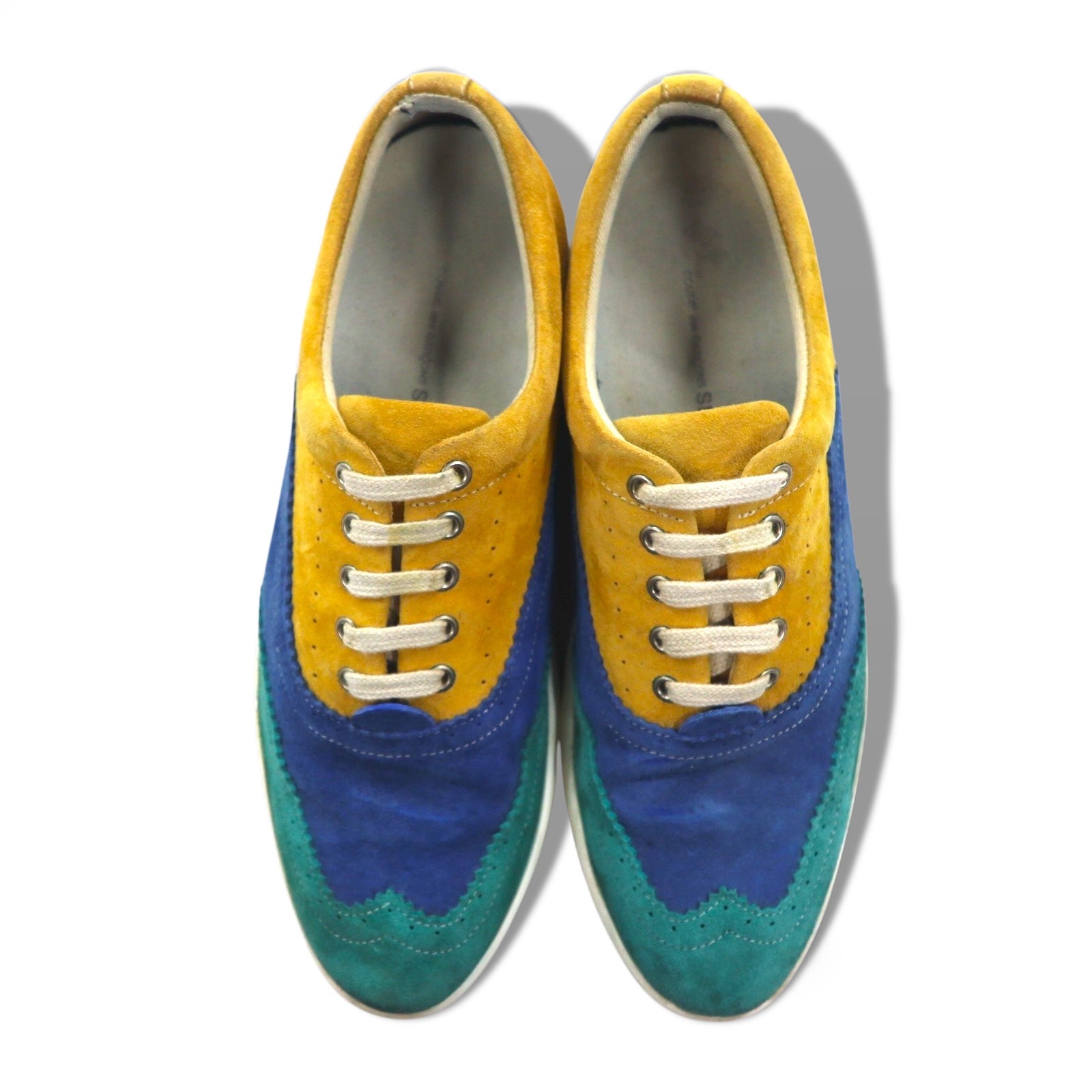 COMME des GARCONS SHIRT Crazy Pattern Wingtip Leather Sneakers 26.5cm Yellow Suede